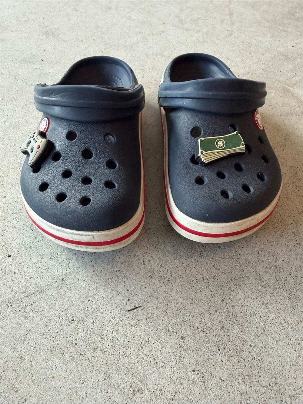Kids Navy Slip-On CROCS with Red-Trim